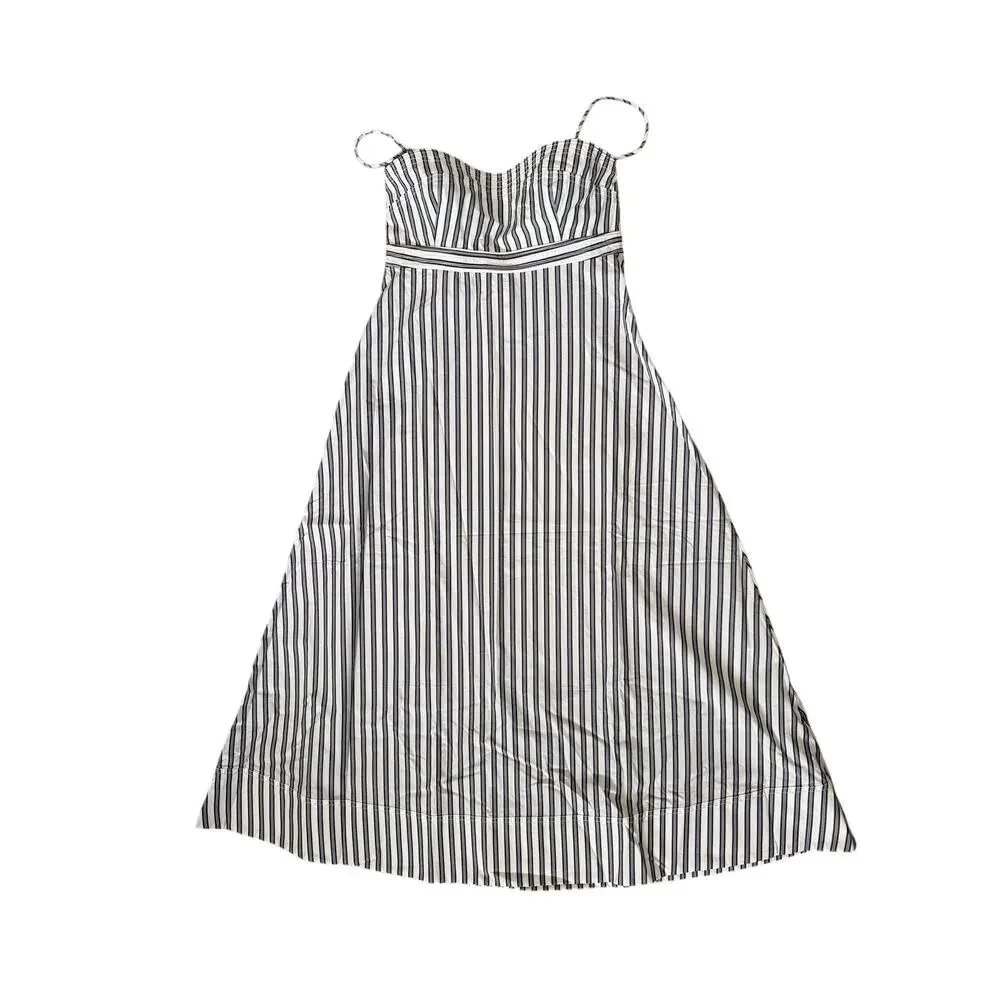 J.Crew Minimalist Empire Waist Dress Striped Cotton Poplin Crushed Crimson 2